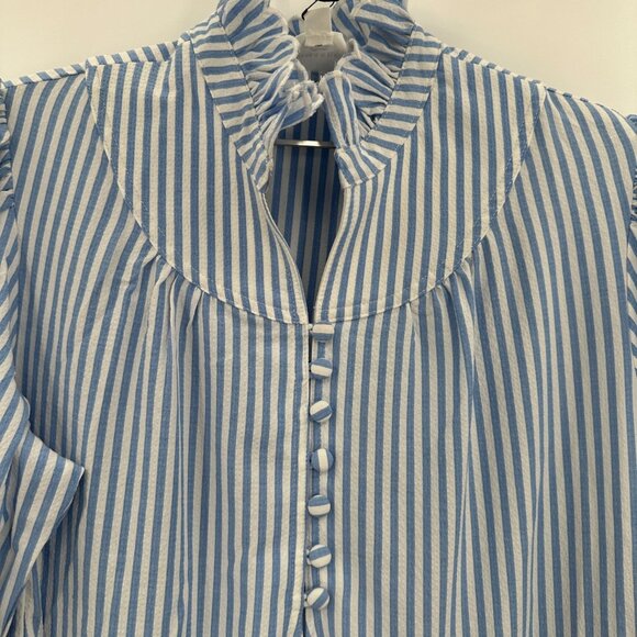 Pomander Place by Tuckernuck Blue Stripe Selena Maxi Dress sz M Puff Sleeve NWT - Picture 4 of 8